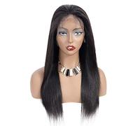 HBYLEE - 360full encaje largo recto negro peluca de cabello humano medio 16 pulgadas [Color:40 pulgadas]