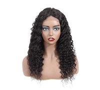 HBYLEE - 4 * 4 encaje frontal largo onda profunda negro 150% densidad pelo humano peluca de 16 pulgadas [color: 16 pulgadas]