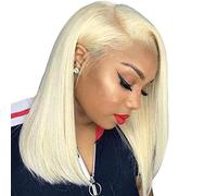 HBYLEE - 4 x 13 encaje frontal oro rosa peluca recta ondulada pelo bob 30,5 cm [color: 30,5 pulgadas]