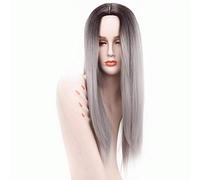 HBYLEE - Alta calidad 26 pulgadas recto largo negro gris Ombre peluca sintética parte media anime natural Cosplay pelucas para mujeres negro gris[Color:negro-gris]