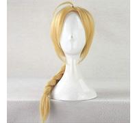 HBYLEE - Anime Coer Wig. Fullmetal Alchemist Edward Elric 55cm Medium Long Long Straid gestaltete synthetische Cosplay- Perücken Anime Kostüm PartyPerücke+Perücke-Kappe[Farbe:Onecolor]