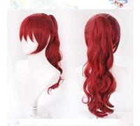 HBYLEE Anime Coer Wig. Juego Persona 5 Yoshizawa Kasumi Peluca Roja Cosplay Disfraz de Pelo Sintético Resistente al Calor Mujeres Fiesta Juego de Rol Pelucas + Peluca Tapa [Color]