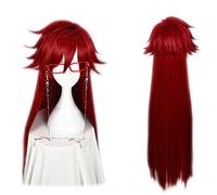 HBYLEE - Anime Coer Wig. Negro Butler Grell Sutcliff Rojo Largo Recto Moda Fiesta Anime Cosplay Disfraz Navidad Halloween Peluca [Color: Onecolor]