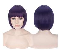 HBYLEE - Anime Corto Cosplay Peluca Disfraz Pelo Sintético Rosa Rubio Castaño Gris Verde Rojo Azul Blanco Negro Corto Bob Pelucas para Mujeres Púrpura Oscuro [Color: Púrpura Oscuro]