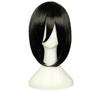 HBYLEE Anime Coser pruik Anime Ataque en Titan Mikasa Ackerman Cosplay Corto Negro Peluca + Peluca Cabello Sintético Anime Fiesta Accesorios Niñas para Mujeres [Color: Onecolor]