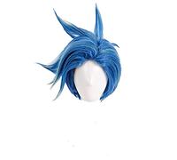 HBYLEE - Anime Coser pruik COMPLETAMENTE Quema Rescate Galo Thymos Cosplay Peluca corta recta azul resistente al calor sintética peluca de pelo sintético+ peluca gorra[Color:Azul]