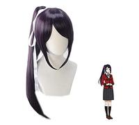 HBYLEE Anime Coser Pruik Cosnble Sayaka Igarashi Peluca Anime Kakegurui Jugador de Cosplay, disfraz largo de pelo negro con colgante de llavero [color: monocolor]