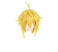 HBYLEE Anime Coser pruik El pecado de los siete pecados mortales del pecado de la ira Meliodas Cosplay Pelucas de pelo sintético corto dorado resistente al calor + gorra de peluca[Color]