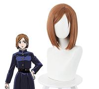 HBYLEE Anime Coser pruik Jujutsu Kaisen Anime Nobara Kugisaki Pelo Marrón Niñas Mujeres Cosplay Peluca + Peluca Gorra Sintética Accesorios de Fiesta de Halloween [Color]