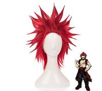 HBYLEE - Anime Coser pruik Mi Boku No Héroe Academia Eijirou Kirishima Eijiro Corto Rojo Resistente al Calor Cosplay Peluca Disfraz + Peluca Gorra [Color]