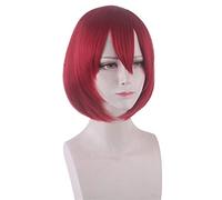 HBYLEE Anime Coser pruik : Trigger Happy Havoc Blanco Nieve Niña Rojo Oscuro Cosplay Peluca Juego de Rol Cola de Caballo 35 cm Peluca Corta [Color]