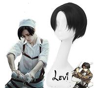 HBYLEE Anime Coser Wig Asalto de Anime en Titan Levi Ackerman corto, resistente al calor, sintético, cosplay, accesorio para Halloween, fiesta + peluca [color: según plane]