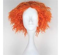 HBYLEE -anime cosplay peluca Alicia en el país de las maravillas 2 Mad Hatter Tarrant Hightopp Naranja Peluca de pelo corto y rizado La Reina Roja/Reina Blanca Cosplay Peluca Juego de rol Mad Hatter