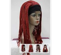 HBYLEE -anime cosplay peluca peluca femenina degradado manual rojo malla pequeños cubos personalidad reggae Europa y el verdadero rendimiento de escenario vibrante africano rojo sucio