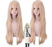 HBYLEE - Anime Rachelgardner Lino largo ligero flequillo esponjoso ligero interior rizado cola de pelo 80 cm Cosplay maquillaje peluca para mujeres vestido de fantasía [color: negro]