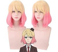 HBYLEE - Anime Rachelgardner Lino largo ligero flequillo esponjoso ligero interior rizado cola de pelo 80 cm Cosplay maquillaje peluca para mujeres vestido de fantasía [color: negro]