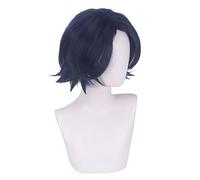 HBYLEE - Anime Role Play For Hitto Kakucho Cosplay Wig Dark Blue Black Short Wig Heat Resistant Synthetic Hair Party [Color:Black]