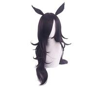 HBYLEE - Anime Role Play For Rice Shower Uma Musume Pretty Derby Cosplay Wig With Ears Women Long Wavy Brown Hair[Color:Marrón]