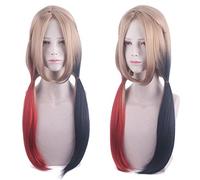 HBYLEE - Anime Role Play For Suicide 2 Squad Harley Cosplay Quinn Red Dress Wig Red And Blue Double Color Ponytail Cos Props [Color:Azul]