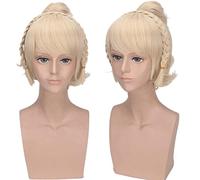 HBYLEE - Anime Role Play Wig For Final Fantasy XV Lunafreya Nox Fleuret Cosplay Wig 35 cm Short Beige Braided Hair Women[Color:-]