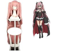 HBYLEE Anime Seraph des Endes Krul Tepes Rosa Wig for Frauen Fancy Kleid 120cm lange Haar mit 2 Pferdeschwänzen knallt mit 2 Clip in Pferdeschwänzen maskkerade Cosplay Makeup Perücke (Farbe:A1Pink)
