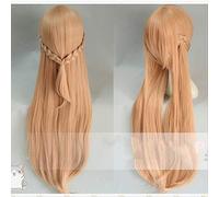 HBYLEE Anime Sword Art Online Yuuki Asuna Long Wig Cosplay Costume SAO Yuki Asuna Women Synthetic Hair Halloween Party Role Play wigs [Color:según plan]