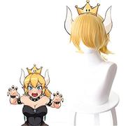 HBYLEE AniPrincBowsette Role Play Golden Ponytail Synthetic Hair Super Mario Peach Koopa Bowser Cosplay Wig Party CostuWigs [Color]