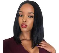 HBYLEE - Bob pelucas de 8-10 pulgadas de encaje ligero natural negro virginal pelo 10 pulgadas[Color: 10 pulgadas]