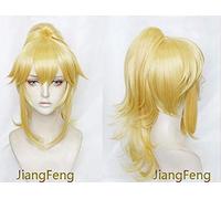 HBYLEE Bowsette - Peluca para cosplay, princesa, melocotón, ondulado, rubio, resistente al calor, pelo sintético, clip para ponytail cosplay, gorro de peluca, color: según el plan