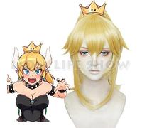HBYLEE Bowsette Princess Bowser Peach Teresa Boos Cosplay Wig Full Hair Golden Wig Long Bowsette Princess Bowsette [Color:nach Plan]