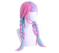 HBYLEE -Cosplay Wig For Anime Hololive Minato Aqua Wig Mixed Blue Pink Braids Double tail Long Hair Cute Girl Halloween Cosplay Wig[Color: Azul]