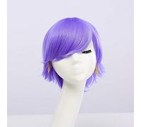 HBYLEE - Fahion Barato Sintético Corto Hombre Peluca Blanco Púrpura Azul Amarillo Negro Plata Gris Verde Rojo Anime Cosplay Pelucas para Fiesta 30 cm Violeta Claro [Color: Lila Claro]
