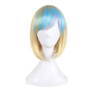 HBYLEE -Fashion Sexy Rose Net Colorful Rainbow Wig Short Ombre Straight Bob Wigs For Women Synthetic Hair Cosplay Wig 8 Models OneSize Colorful1[Colorful1]