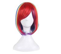 HBYLEE -Fashion Sexy Rose Net Colorful Rainbow Wig Short Ombre Straight Bob Wigs For Women Synthetic Hair Cosplay Wig 8 Models OneSize Colorful3[Colorful3]