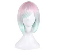 HBYLEE -Fashion Sexy Rose Net Colorful Rainbow Wig Short Ombre Straight Bob Wigs For Women Synthetic Hair Cosplay Wig 8 Models OneSize Colorful8[Colorful8]