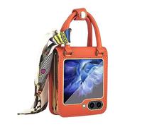 HBYLEE Funda de piel para Samsung Galaxy Z Flip 5, ultrafina, de PC, resistente a los golpes, color naranja