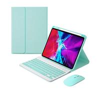 HBYLEE Funda para iPad Air 3 de 10,5 pulgadas 2019 con soporte para lápiz Bluetooth Mouse Keyboard Case A2072 A2316 A2324 A2325 (color: BFHK LGreen N Mouse, tamaño: Air 4 10.9 2020)