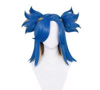 HBYLEE - Game Valorant Neon Cosplay Wig Neon Short Mixed Blue Heat Resistant Synthetic Hair Halloween Role Play Woman Wigs + Wig Cap [Color]