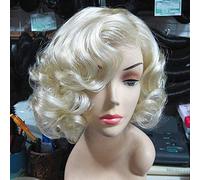 HBYLEE -Hairpieces Wig Marilyn Monroe Wig Gold European and American Models Short Curly Hair Foreign Trade Original Single Light Yellow [Color:Yellow]