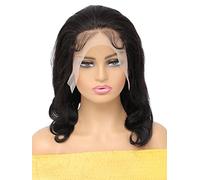 HBYLEE Human Lace Wigs 13 x 4 Peluca de pelo humano corto para mujer negra, color: 150 densidad, 33,5 x 4, tamaños: 35,5 cm