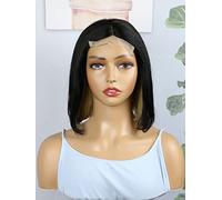 HBYLEE Human Lace Wigs 4 * 1 T-Part Lace Short Straight Human Hair Wig for Black Women, Color:150Density 4 * 1/Tamaños: 8 pulgadas