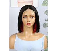 HBYLEE Human Lace Wigs 4 * 1 T-Part Lace Short Straight Human Hair Wig for Black Women, Color:150Density 4 * 1/Tamaños: 8 pulgadas