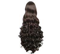 HBYLEE L-email wig 40inch 100cm Long Cosplay Wigs 10 Colors Long Wavy Black Red Brown White Synthetic Hair Perucas Cosplay Wig 38inch Dark Brown [Color:Dark Brown]