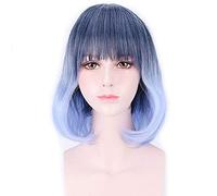 HBYLEE - Longitud del hombro Gris Púrpura Azul Ombre Bob Peluca Anime Cosplay Harajuku Lolita Pelo Sintético Pelucas para Mujeres PL-447[Color:PL-447]
