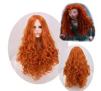 HBYLEE Movie Brave Princess Merida Wig Cosplay Costumes Mei Lida Long Curly Synthetic Hair Halloween Party Role Play Wigs For Women[Color:nach Plan]
