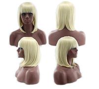 HBYLEE - Peluca Bob barata con flequillo rojo rosa azul púrpura pelo rubio sintético disfraz de Halloween para mujer corto Cosplay pelucas para fiesta rubia 1[Color: rubio 1]