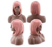 HBYLEE - Peluca Bob barata con flequillo rojo rosa azul púrpura pelo rubio sintético disfraz de Halloween mujeres corto Cosplay pelucas para fiesta rosa 2[Color: rosa 2]