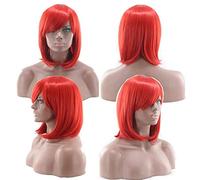 HBYLEE - Peluca Bob barata con flequillo rojo rosa azul púrpura pelo rubio sintético disfraz de Halloween para mujer corto Cosplay pelucas para fiesta rojo 1[Color: rojo 1]