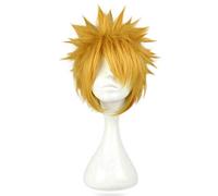 HBYLEE - Peluca de anime Coer Wig. Peluca corta amarilla Uzumaki Disfraz Cosplay Cabello resistente al calor Hombres Mujeres Fiesta Cosplay Pelucas [Color: Amarillo ]