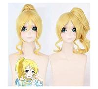 HBYLEE - Peluca de anime LoveLive! Ellie Golden Peluca Cosplay Comic- Con Halloween Party Carnival Hombres y Mujeres Anime Fans Regalo [Color: Dorado]